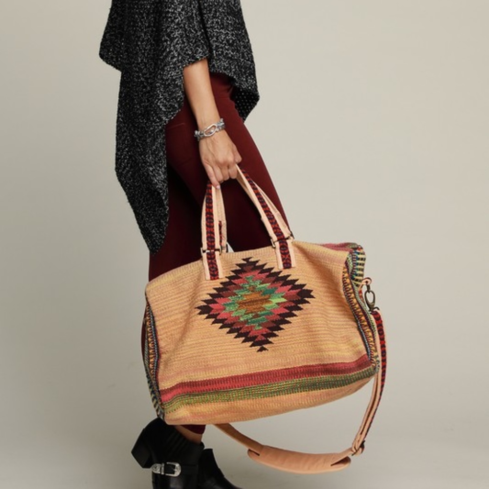 NWT Boho Aztec Print Weekender Travel Tote Bag - Picture 5 of 8